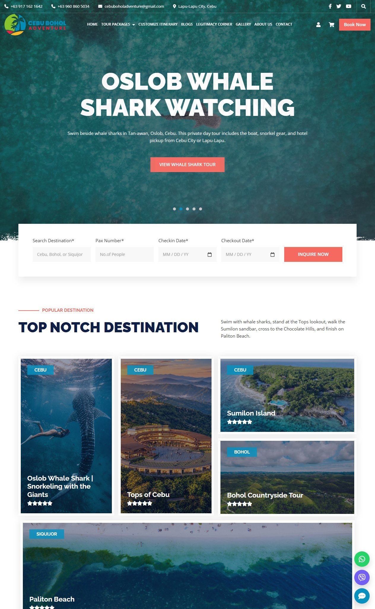 Cebu Bohol Adventure homepage
